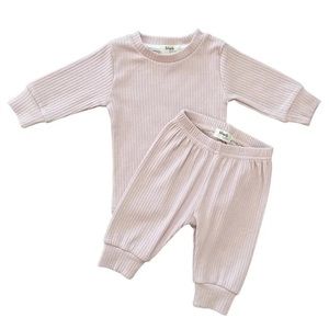 LIGHT PINK | Blush Lotus ribbed organic baby set